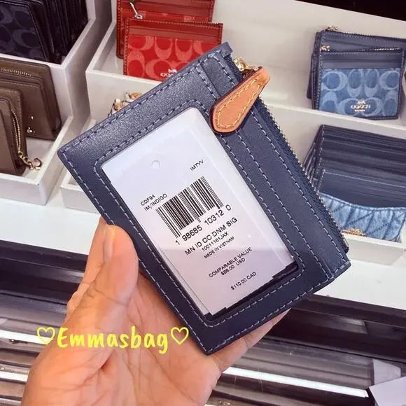 Coach Mini Skinny Id Case In Signature Denim CDF94 denim/Gold/Indigo - Picture 2 of 3